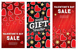 Valentine's Day Sale Banner Set with Red Hearts.
