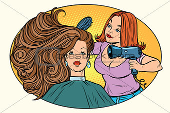 blow drying women hair Barber