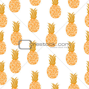 Pineapple seamless texture. Pineapple background, wallpaper, fabric. Vector illustration.