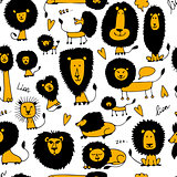 Funny lions, seamless pattern for your design