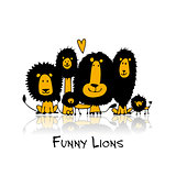 Funny lions, sketch for your design
