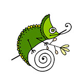Chameleon cartoon, sketch for your design