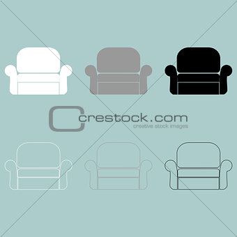 Armchair or easy chair icon.