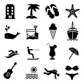 Beach and summer resort icons