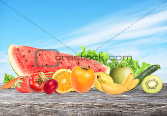 Colourful banner of fruits. Healthy food concept