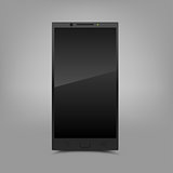 Black smartphone gray background