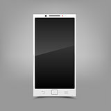 White smartphone gray background
