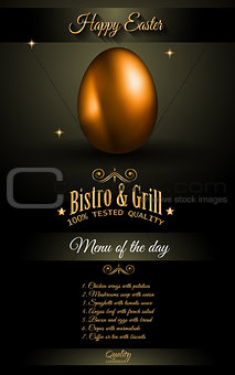 Restaurant Menu template for 2017 Easter celebration with a Golden egg 