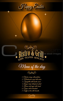 Restaurant Menu template for 2017 Easter celebration with a Golden egg 