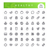 Healthy Food Line Icons Set