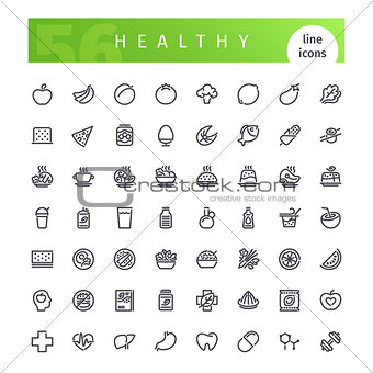 Healthy Food Line Icons Set