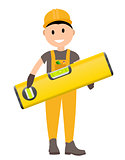 Construction Worker Flat Character, Building Man Specialists Rea