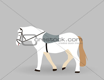 White horse on Gray Background. Vector Illustration.