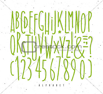 Alphabet straight green lines font