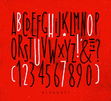 Alphabet straight lines font red