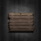 3D old wooden sign on a metal background