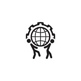 Global Support Icon. Flat Design.