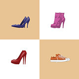 Set of trendy women shoes.