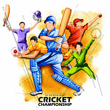Batsman and bowler playing cricket championship
