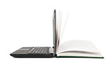 Open book turns into an open laptop