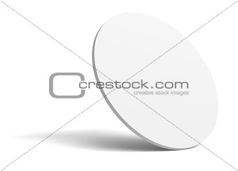 White round blank card on white background