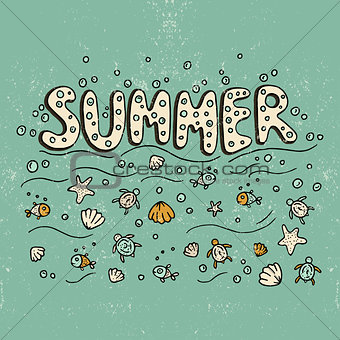Unique lettering poster with word Summer.