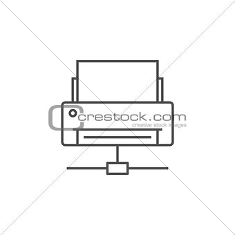 Network printer line icon