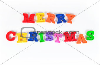 Merry christmas colorful text on a white 