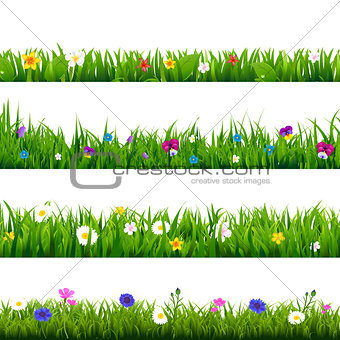 Grass And Flowers Border Set