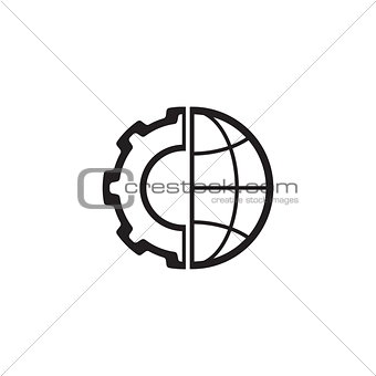 Global Integration Icon. Flat Design.