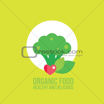 Cute broccoli Colorful green background Healthy food
