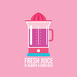 Colorful juicer on pink background Kitchen appliance