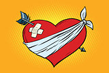 wounded love red heart with Cupid arrow