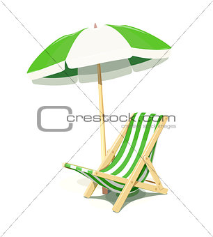 Beach chair and umbrella for summer rest