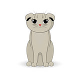 gray cat sitting up. Cartoon mascot. Isolated illustration on white background