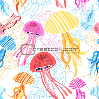 Seamless pattern with jellyfish