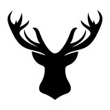 Deer Black silhouette head Christmas white background