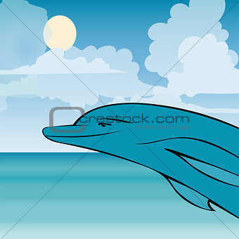 Dolphin sea animal beautiful landscape