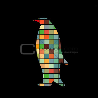 Penguin bird color silhouette animal