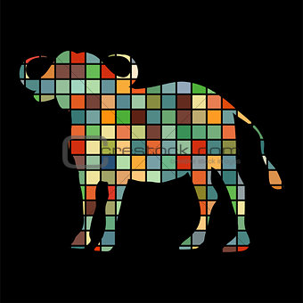 Bison mammal color silhouette animal