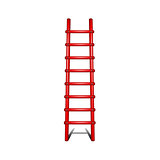 Wooden ladder in red design with shadow leading up