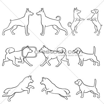 Set of ten dog outlines