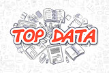 Top Data - Cartoon Red Text. Business Concept.