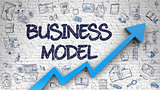 Business Model Drawn on White Wall. 3d.