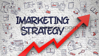 Imarketing Strategy Drawn on White Wall. 3d.