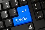 Bonds CloseUp of Blue Keyboard Button. 3d.