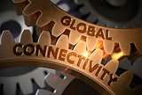 Global Connectivity on the Golden Gears. 3D Illustration.