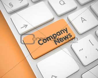 Company News - Text on Orange Keyboard Keypad. 3D.