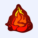 Colorful fire icon isolated on background