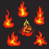 Set of flat vector fire icons